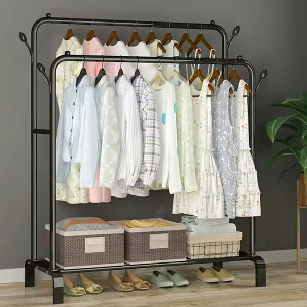 Havendro Heavy Duty Double Clothes Rail Hanging Rack Garment Display Stand Shoes Storage