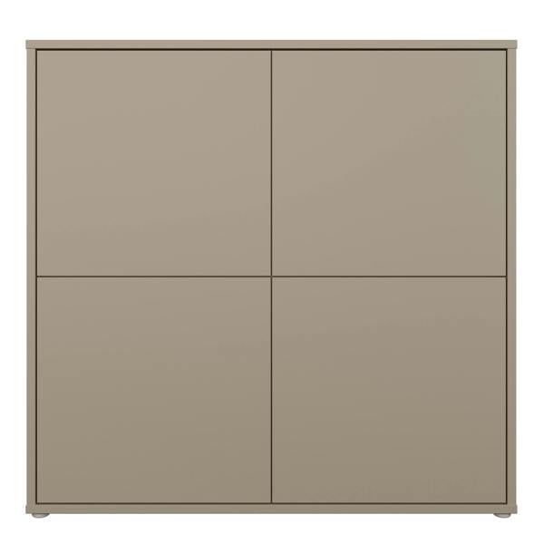 Furniture To Go Alice Springs 4 Door Large Storage Cabinet with Push-to-Open Doors in Taupe