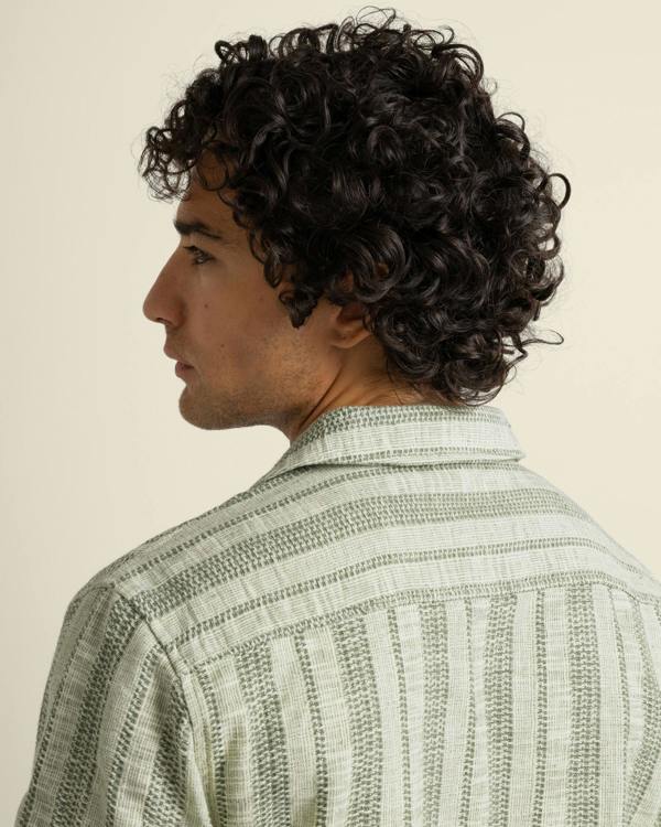 Larsson & Co Aric - Jacquard Stripe Short Sleeve Shirt