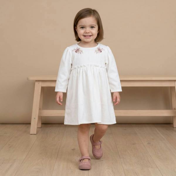 Girls White Single Dress