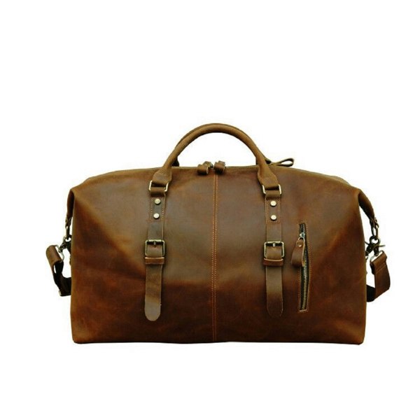 Touribag Zip Detail Genuine Leather Holdall - Brown