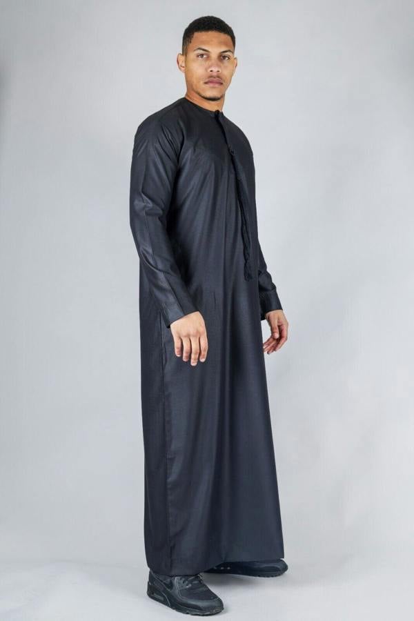 Infinity Leather Men's Thobe Emirati Islamic Jubba Robe Eid Tassel Regular Fit