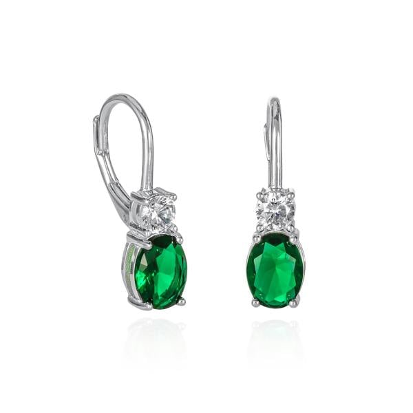 namana 925 Sterling Silver Leverback Green Oval Drop Earrings