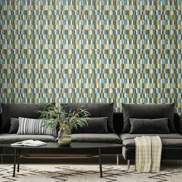 Hoopla Walls Building Blocks - Petrol Mix 10m Wallpaper