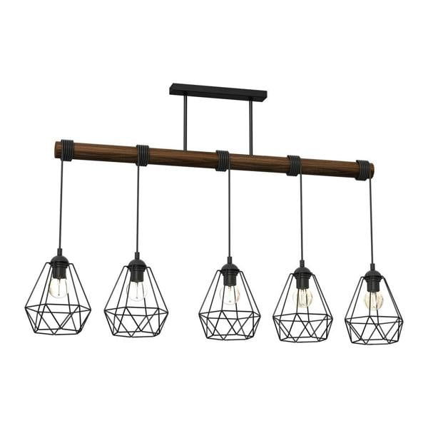 Milagro Acero Hand Made Pendant Lamp Black Steel And Natural Dark Wood