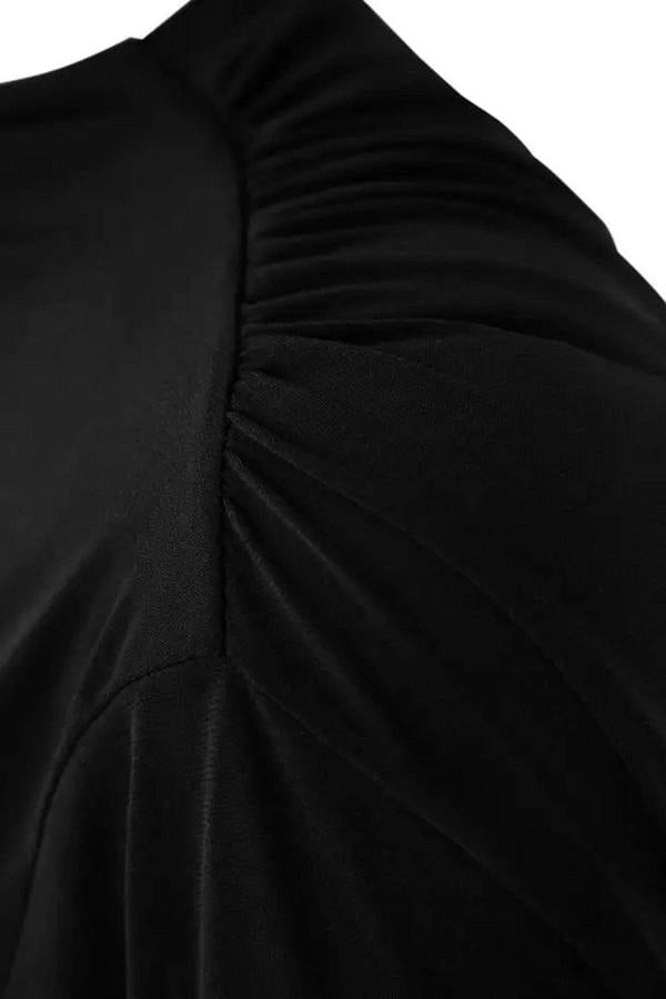 WOVCOR Gathered Detail Long Sleeve Knitted Plus Size Blouse