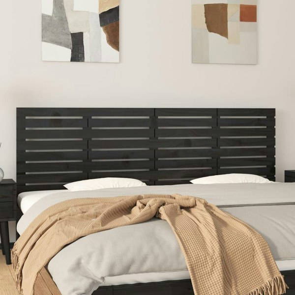 Berkfield Wall Headboard Black 166x3x63 cm Solid Wood Pine