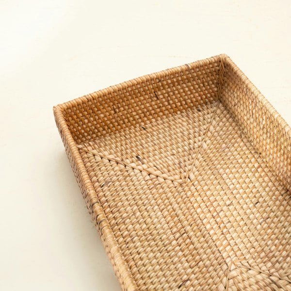 Rattan A4 paper tray styled desk organiser handwoven wicker