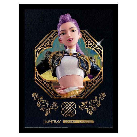 K-Pop Demon Hunters Portrait Rumi Framed Poster - Black/Golden