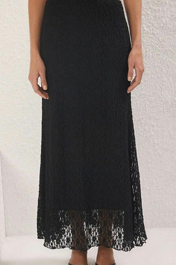 WOVCOR Skater Lace Midi Stretch Knit Skirt