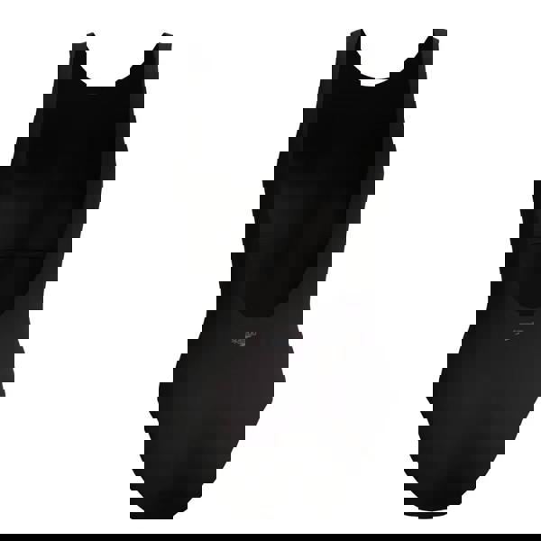 Speedo solid high neck swimsuit in black with sleek fit and deep back cutout