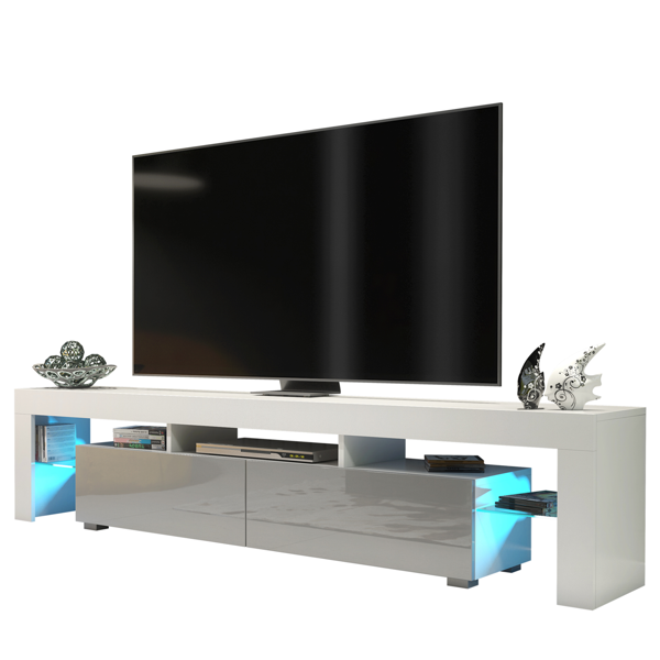 Mex Furniture Sleek 200cm TV Unit Cabinet Stand High Gloss Doors with Free LED Lights