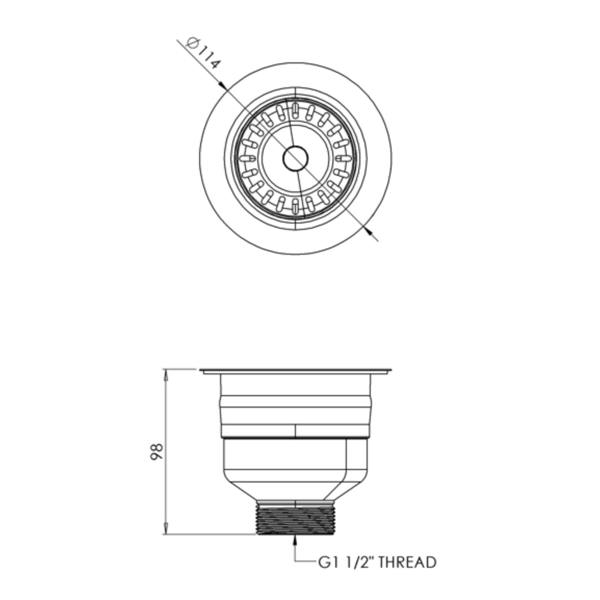 Top-Fix | Basket Strainer Kitchen Sink Waste | Chrome Finish