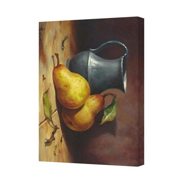Benjamin Tate Design Contemporary Pears And Jug Canvas Art Print On Deep Wooden Frame