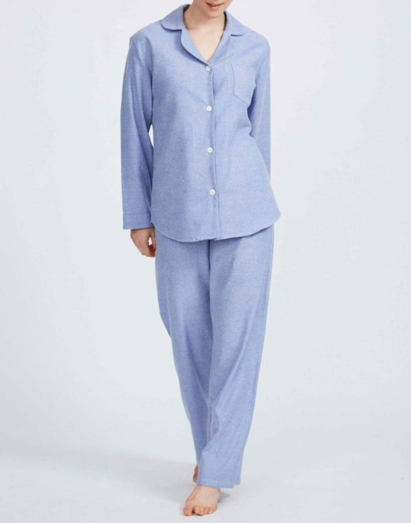 British Boxers Women's Brushed Cotton Pyjama Set – Staffordshire Blue Herringbone