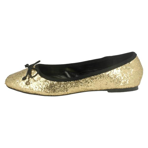 Ladies Star Flat Glitter Ballerina Shoe F8894