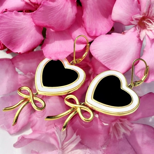 Romantic heart earrings in gold by LENAE London, perfect for Valentine's Day.