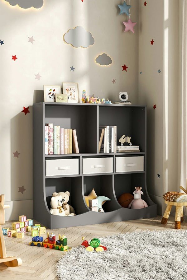 Living and Home Three Story Open Toy Clothing And Book Storage Cabinet