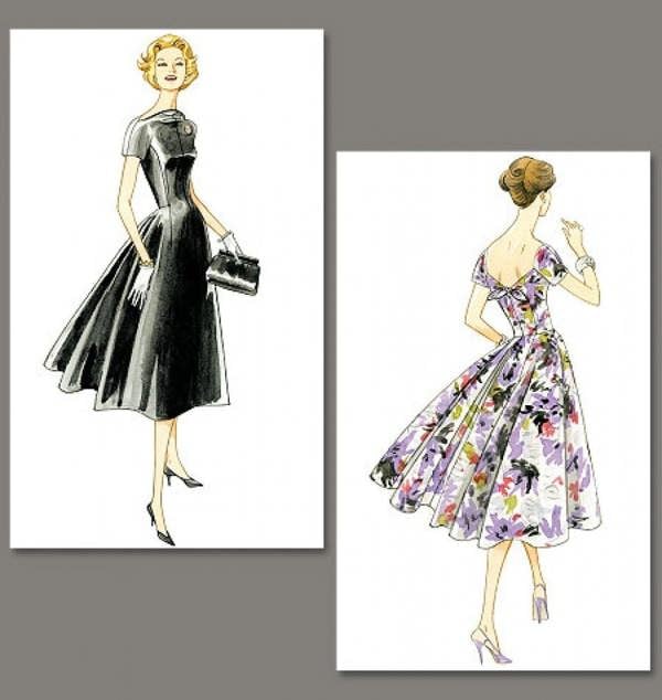 Vogue Sewing Pattern 1084, Dresses, Vintage Style for Women, 6-8-10-12 - Intermediate