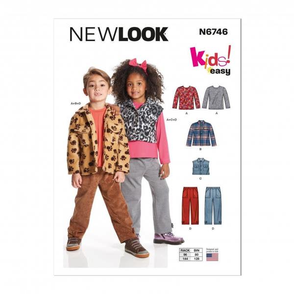 New Look Sewing Pattern 6746, Tops, Jackets, Waistcoats, Trousers for Kids, A (3-4-5-6-7-8) - Easy