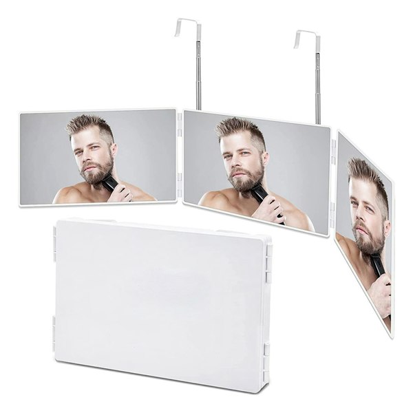 Living and Home 3-way foldable Makeup Mirror with Telescoping Hooks