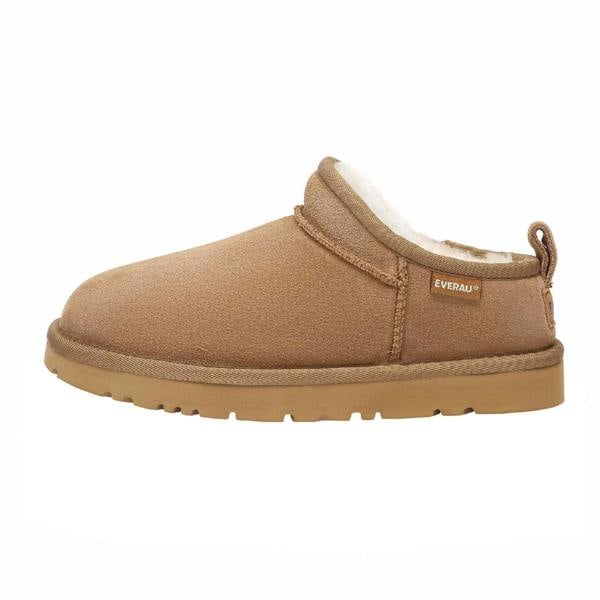 EverAu Womens/Ladies Quail Leather Slippers - Chestnut - 