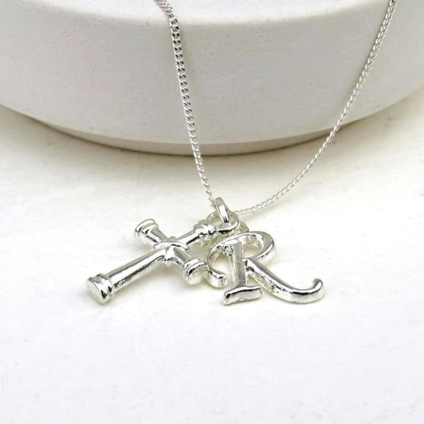 Personalised Initial Cross Charm Necklace