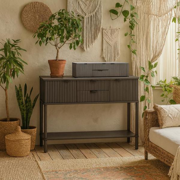 Wyld Haus Sagevale 2 Drawer 2 Door Ribbed Console Table