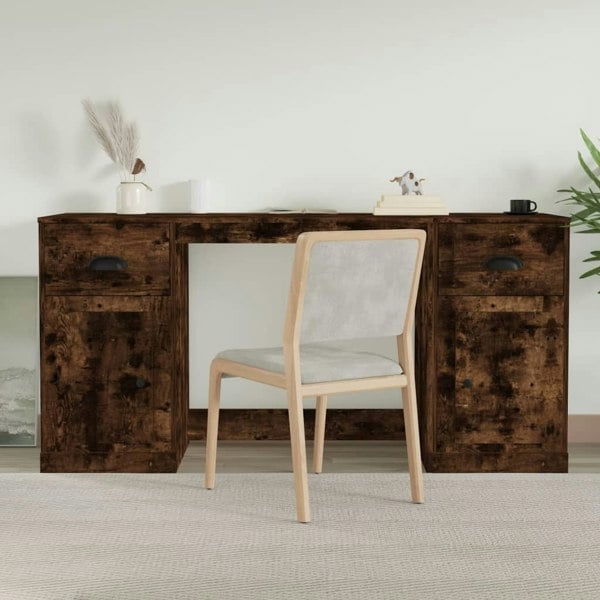 Berkfield Desk with Cabinet Smoked Oak Engineered Wood