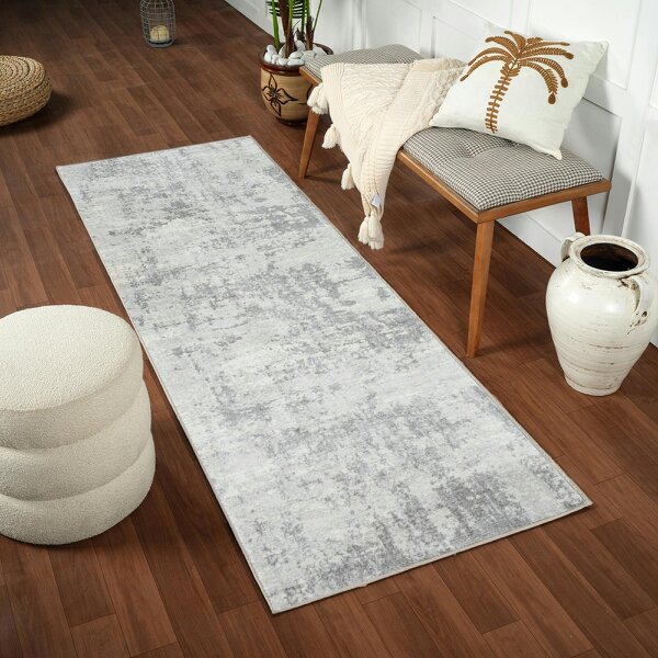 Livabliss Monaco MOC2311 Abstract Grey Ivory Modern Marble Rug - 80 x 220 cm