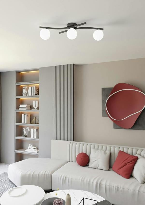 Emibig OPUS Ceiling lamp 3 x E14 Black with White Shade
