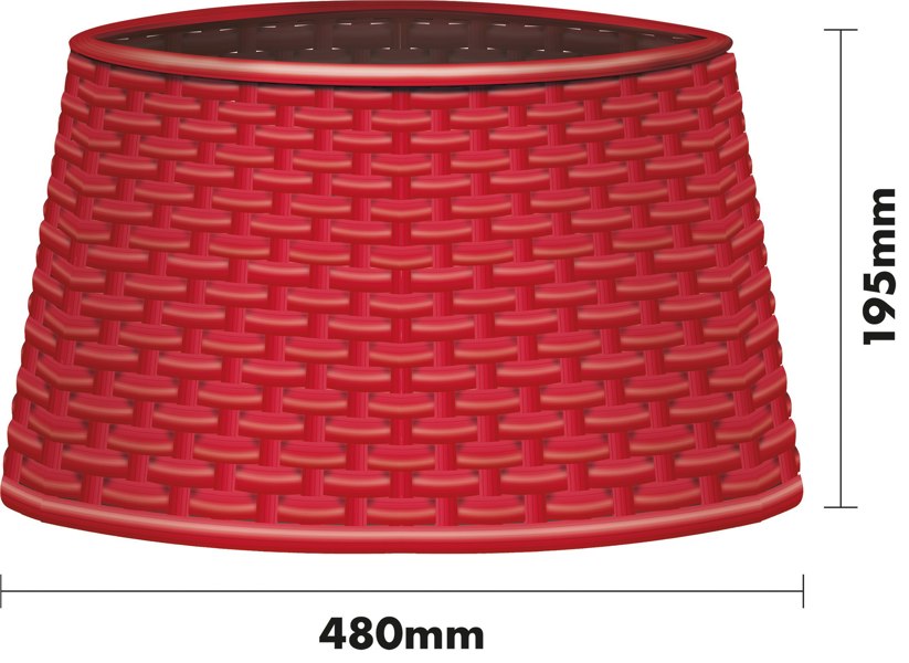 St Helens Christmas Treet Skirt Rattan Style, Red