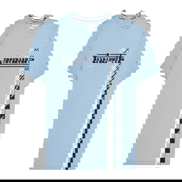 Lambretta Mens SS25 Racing Stripe Big & Tall T-Shirt - Sky Blue