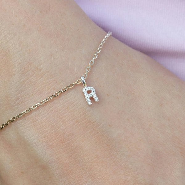 Crystal Initial Dainty Chain Bracelet - MYLEE London