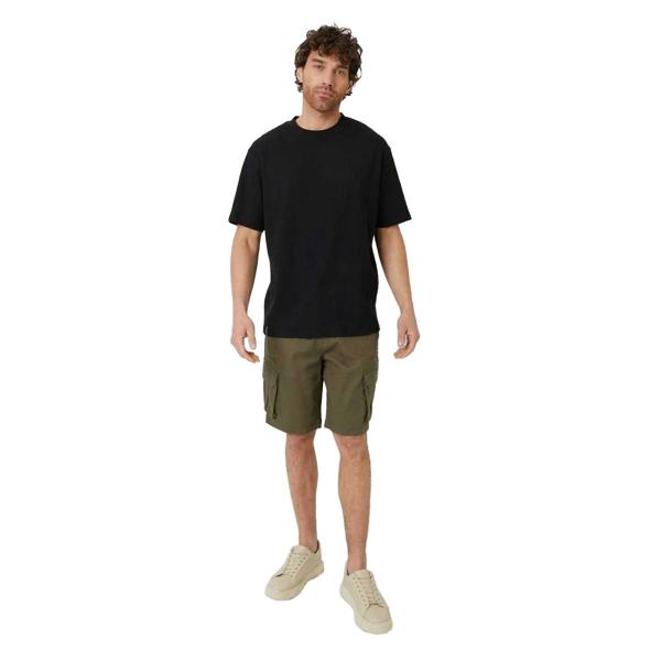 Threadbare Mens Plain Ribbed Regular T-Shirt - Black - 