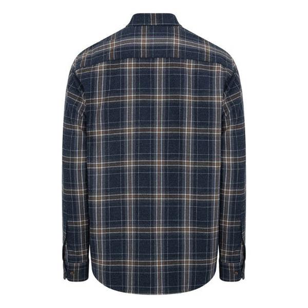 Back view of Hoggs of Fife Pitlessie shirt in blue check, showcasing relaxed country fit and brushed cotton fabric