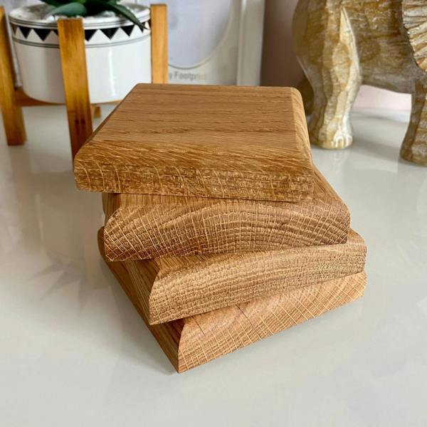Giraffes & Craftz Handmade Chunky Oak Coasters: Rustic Rounded Edge Design