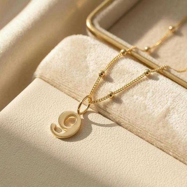 Harfi 18ct Gold Plated Number Pendant Charm Necklace