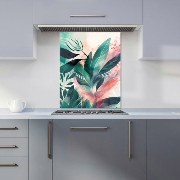 Warren Reed - Designer Green Feather leaves Tropical Kitchen Splashback