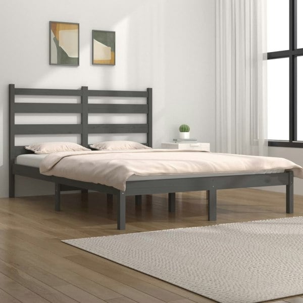 Berkfield Bed Frame Grey Solid Wood Pine 200x200 cm