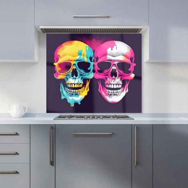 Warren Reed - Designer Pinks And Blue Happy Skeletons Kitchen Splashback