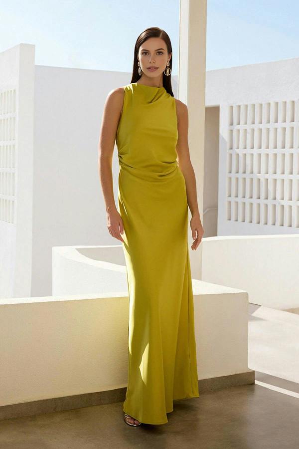 WOVCOR Satin Maxi Evening Dress