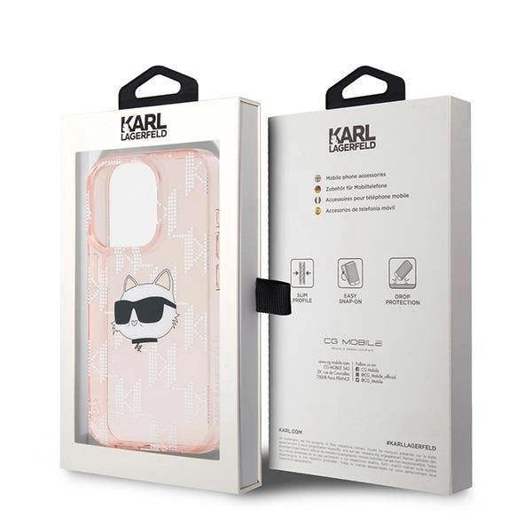 Karl Lagerfeld IML Choupette Head & Monogram Case for iPhone 15 Pro 6.1" Pink - KLHCP15LHKLPCHP