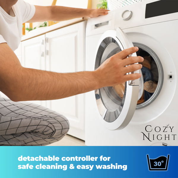 Cozy Night Electric Blanket Single Size Heated with 3 Heat Settings - Machine Washable with Overheat Protection