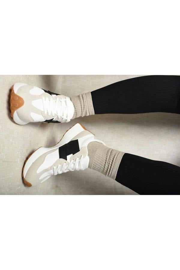 Gabriela Low Top Lace Up Trainers - White/Black