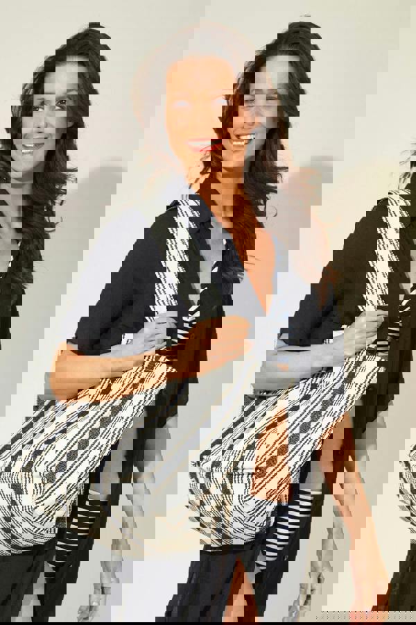 Striped Canvas Beach Bag