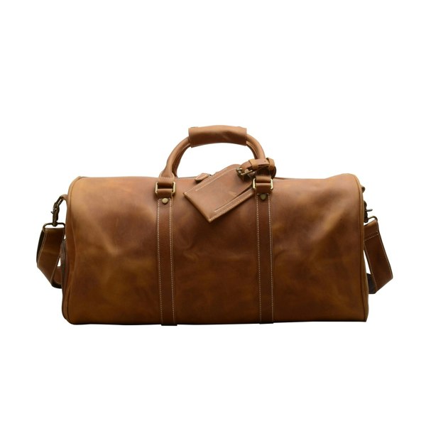 Touribag Leather Weekend Bag With Shoe Storage - Brown