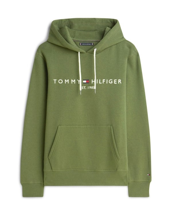 Tommy Hilfiger Tommy Logo Flex Fleece Hoodie - Mountain Pine - CHO - Designer Mens Hoodies