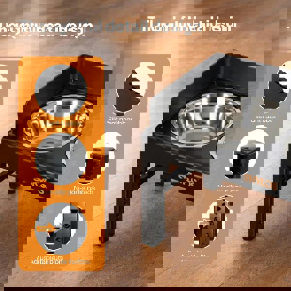 Skylos Elevated Pet Feeder Double Raised Dog Bowls 6 Height Food Water Feeding