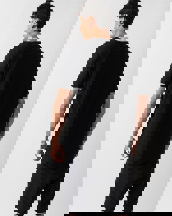 BOSS Green Taddy Mens Cotton Piqué T-Shirt with Oxford-Jacquard Back Collar - Black 001